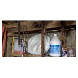 Contents on shelf and chains hanging