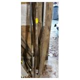 Mattock, scrapper, saw & shovel with broke