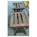 Cast iron and wood tables