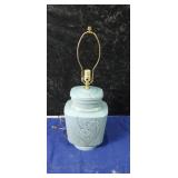 Blue floral shade lamp