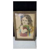 Victorian little Daisy print approx 12 x 16