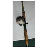 Zebco 404 reel on Garcia rod approx 6 ft rod