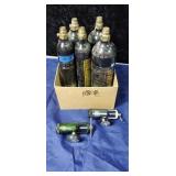 Co2 tanks group of 5 and gauges