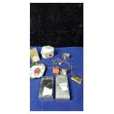 Apple dishes, cigarette  cases and misc