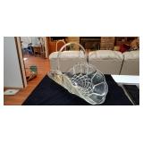 Beautiful large colorless glass basket approx 17