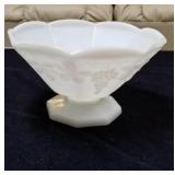 White milk glass fruit bowl Approx 9 inches in