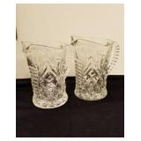 2 beautiful pattern glass small pitchers approx 5