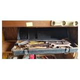 Big plastic tool box with contents including