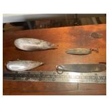 (4) Vintage Johnson Silver minnows & metal lures