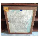 Vtg Framed WI Highway Map from Western Publishing