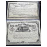 (2) Railroad Certificates in Display Case.