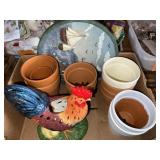 Tea Light Rooster, Clay Pots and Light House