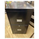 Two drawer metal file cabinet