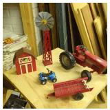 ERTL 1/16 IH Tractor, Spreader, Wood Barn,