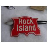 Pair Metal Emblems: Rock Island & Reading Lines