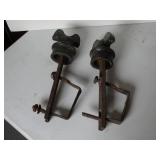 Pair Hemingray Green Insulators w/brackets