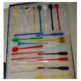 24 Assorted Plastic RR Stirs w/Display Case