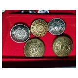 (5) Train Crew Uniform Buttons