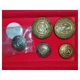 (5) Great Northern Uniform Buttons