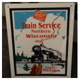 CMSTP&P Train Service Northern WI & UP Tin Sign