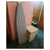 23" WICKER CLOTHES BASKET AND A IRONING BOARD