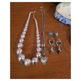 NECKLACES AND  3 PAIR OF EARRINGS