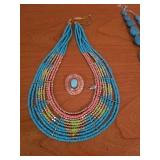 TURQUOISE NECKLACE AND A PIN
