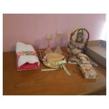 CANDLE HOLDERS, SACHET HAT, HALLMARK DECORATIONS,