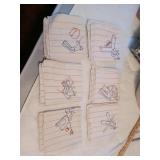 SIX HANDSTICHED HANDTOWELS