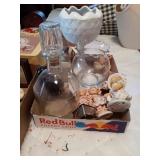 FIGURINES, VASES, GLASS WEAR AND MISC