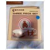 PORCELAIN THREE PIECE TABLE SET BY CURZON