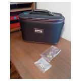 MAKEUP BAG, TWO SILVERTONE NEVKLACES, HANDMADE