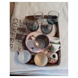 DEVORATIVE CUPS, GLASSES , SAUCERS, AND PLATES