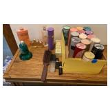 BATHROOM ITEMS, MANY TALCS