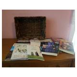 NICE BASKET AND MISCELLANOUS BOOKS