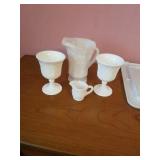 MILKWARE PITCHER,  CREAMER, GLASSES