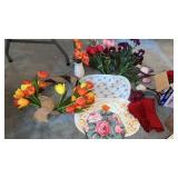 ARTIFICIAL FLOWERS, TULIP WREATH, PLACEMATS,