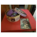 PRETTY HAT BOX WITH YARN AND A BOOK ON AFGHANS