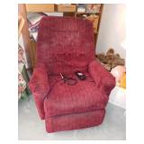 BURGUNDY LIFT CHAIR-
VERY USED BUT WORKS