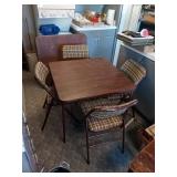 CARD TABLE AND 4 CHAIRS