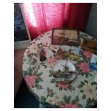 FIGURINES, A DECOR PLATE AND WALL HANGINGS