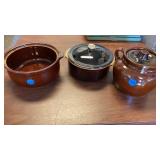 3 BEAN POTS- ONE WITHOUT LID