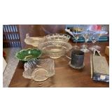 GLASS BOWLS,WINE GLASSES, METAL ART