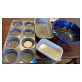 COLLANDER, PAN ,MUFFIN AND HALL DISH