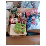 LARGE BOX OF MISC CHRISTMAS TINS OVER 20
