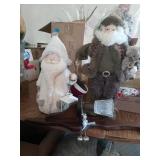 TWO SANTA DECORATIVE ITEMS AND A WOOD WALL