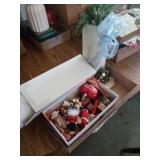 SMALL BOX OF  CHRISTMAS ORNAMENTS AND OTHER