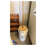 WESTERN 5 STONEWARE CHURN CROCK HAS CRACK