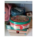 BOX OF MISC TINS APPROX 12