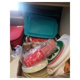 PAPER PLATES, CUPS , NAPKINS  AND A PYREX 9X13"